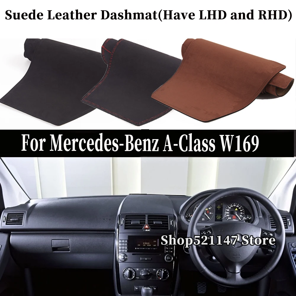 Accessories Car-Styling Suede Leather Dashmat Dashboard Cover Dash Mat Carpet For Mercedes-Benz A-Class W169 A160 A150 2004-2011