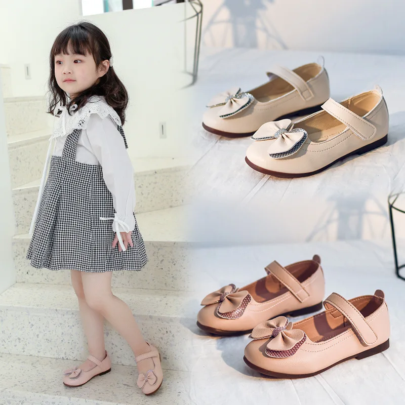 Girls Leather Shoes 2021Spring Autumn New Fashion Soft soles Bowknot Princess Shoes Kids Single Shoes Children Chaussure Fille