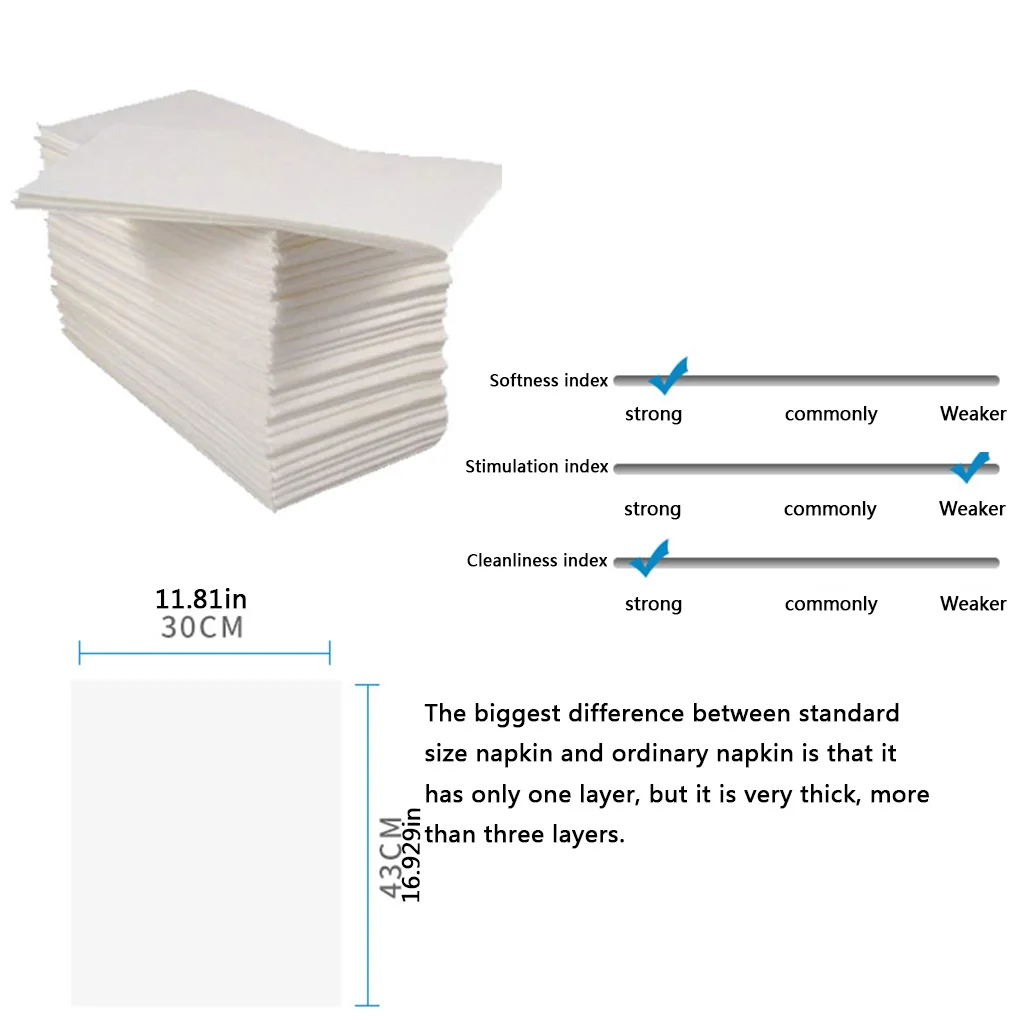 100pcs Disposable Paper Tissue Single Layer Dust-free Napkin Paper 30x43cm for Restaurant Home Hotel