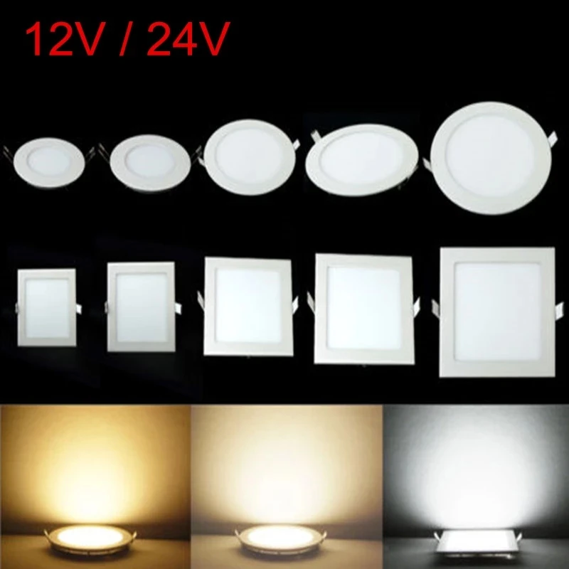 

3W 4W 6W 9W 12W 15W 25W Round/Square LED Panel light Recessed Spot Ceiling Down Light Warm/Natural/Cold White 12V 24V + Driver