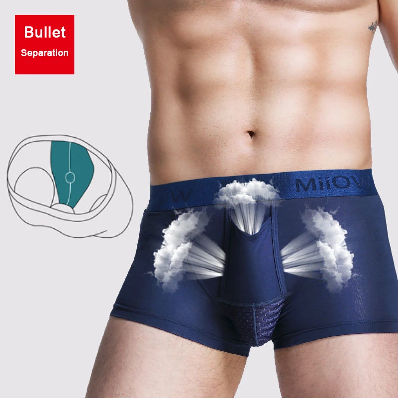 Gun Bullet Separation Underwear Men\'s Boxers Open Hole Breathable Antibacterial Spermatic Cord Vein Lifting Testes Underpant