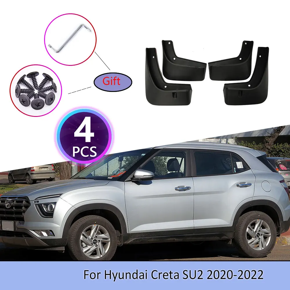 

4PCS Car Mudguards For Hyundai Creta SU2 2020~2022 Screw Cladding Splash Plastic Durable Flaps Mudflap Wheel Flap Accessories