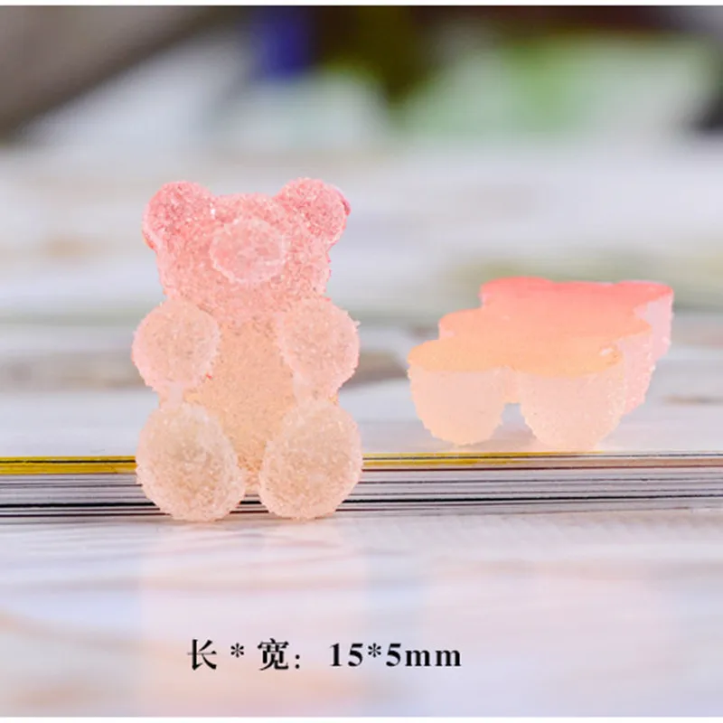 15pcs Artificial Soft Candy Rainbow Bear Figurines DIY Craft Supplies Phone Shell Patch Arts Decor Materials Jewelry Accessories