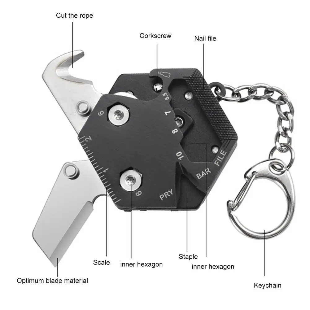 Ngoài Trời EDC Dụng Cụ Đa Chức Năng Đồng Tiền-Hình Gấp Gọn Bỏ Túi Cắt Lục Giác Mini Mang Theo Cắm Trại Thép Không Gỉ Vít Mới