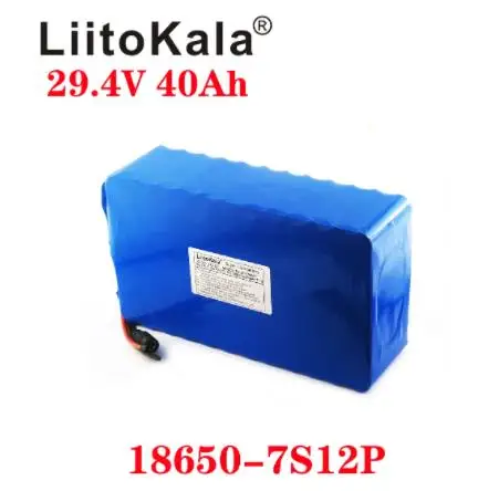 LiitoKala 29.4V 40AH 7S12P Electric Bicycle Lithium Battery 700W 24V Electric bike battery use 18650 3400mah cell with 15A BMS