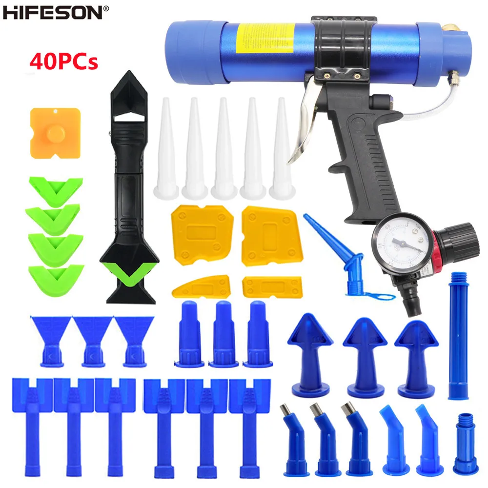 310ML Air Caulking Gun/ Pneumatic Cartridge Dispenser Silicon Sealant Applicator Glass Gluing Tool Construction Caulking Gun