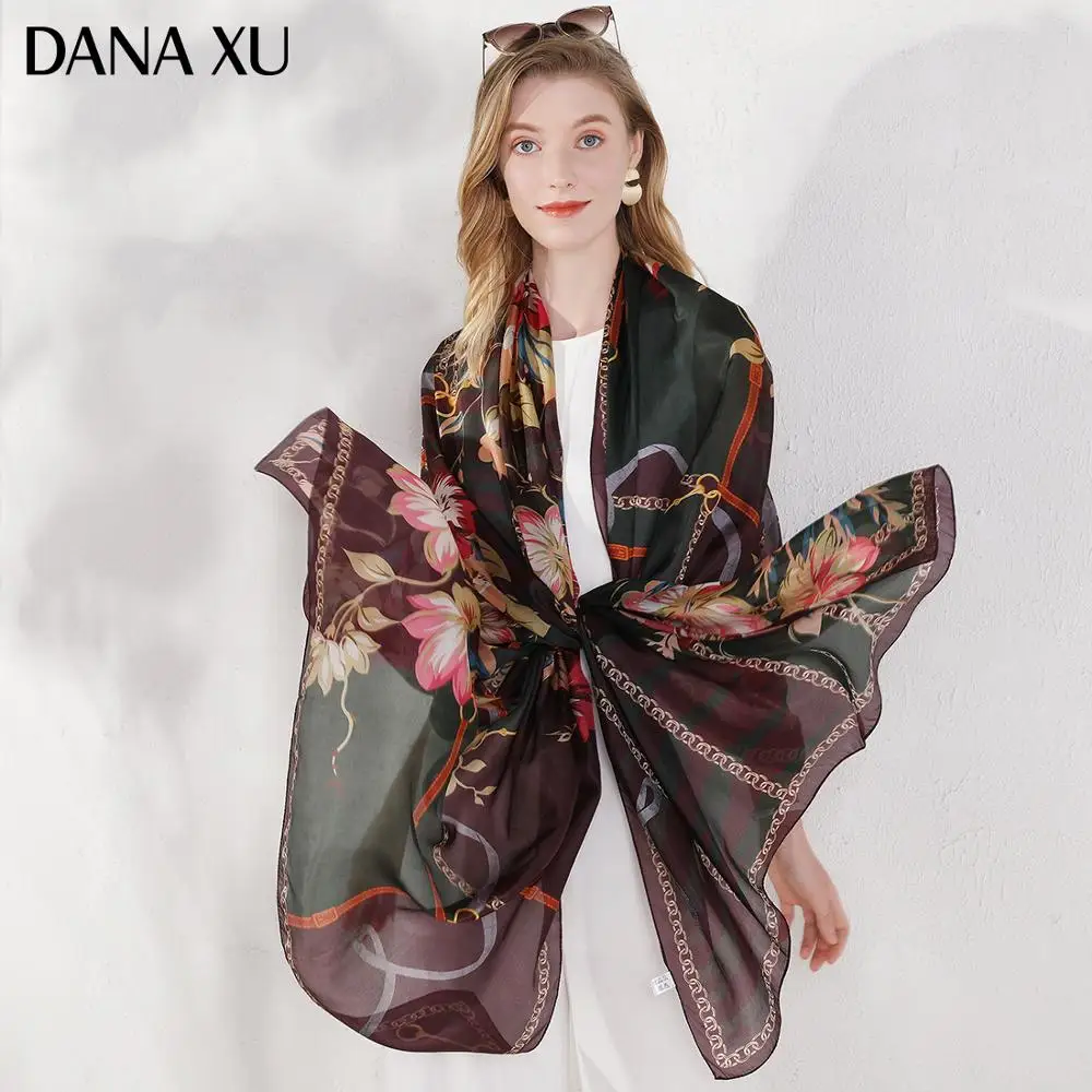 

Silk Long Scarf Luxury Brand Women New Design Beach Blanket Shawl Wear Swimwear Bandana Hijab Face Shield Foulard 2020