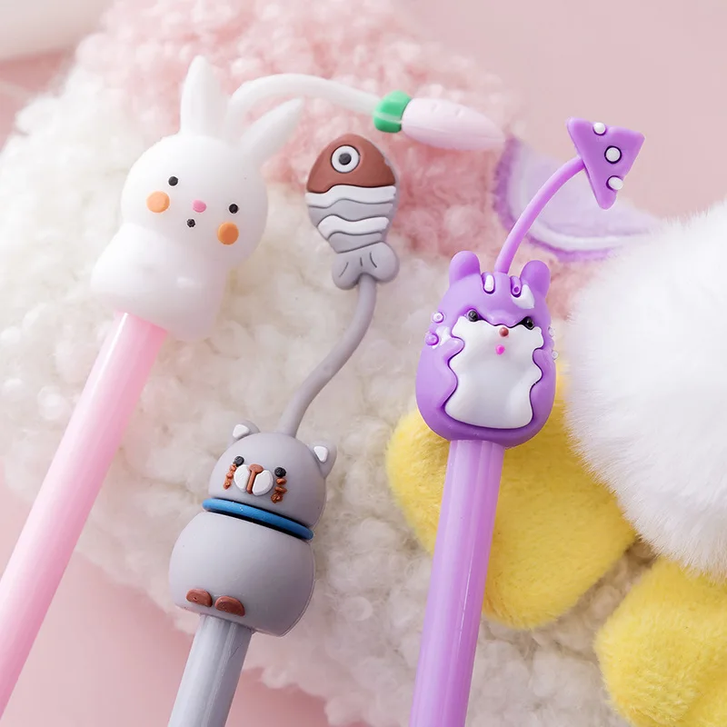 40 pcs/lot Cartoon Animal Gel Pen Cute 0.5mm black Ink Signature Pens Promotional Gift School Supplies