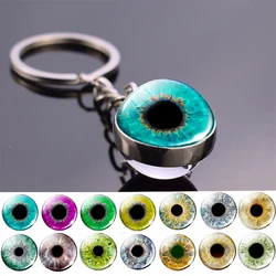 Charming Evil Eye Pattern Keychain Keyrings Handmade Keychain Women Men Gifts Fashion Glass Ball Jewelry Blue Human Eye Keyring