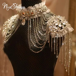 NSY Bridal Chain Tassel Shoulder Strap Bride Beads Lace Jewelry Crystal Accessories Wedding Necklace Jewerly