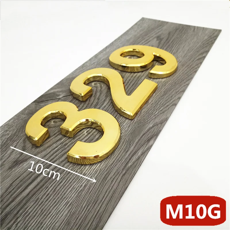 

House Number Sticker Door Plate 3pcs/Set Height 10cm Big Size Golden Color #100 to 299 Home Address Mailbox Apart Number Plate