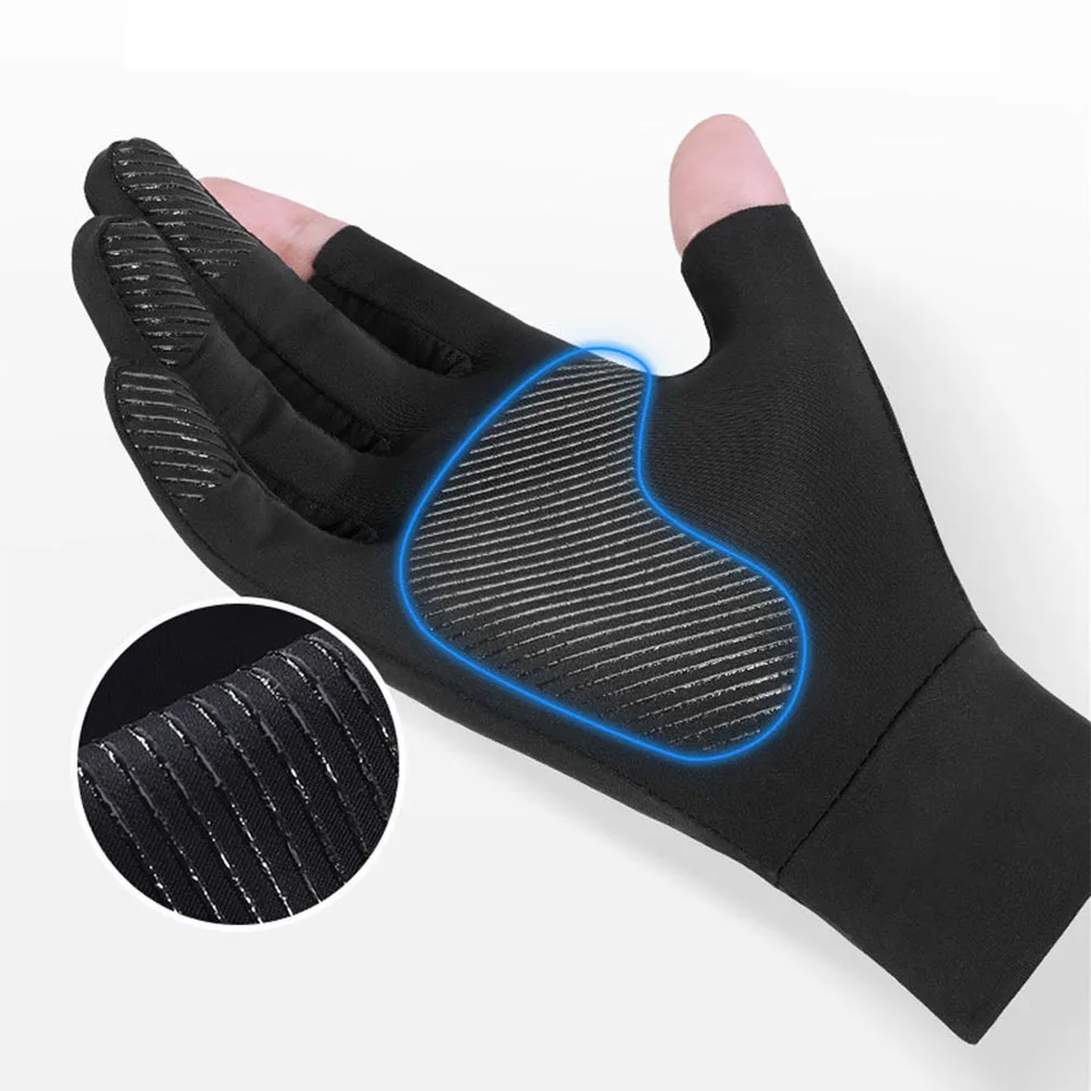 Summer Gloves Men Ice Silk Sun Proction Driving Glove Fishing Gloves Breathable Anti-slip Half Finger Glove Cycling Hiking Glove