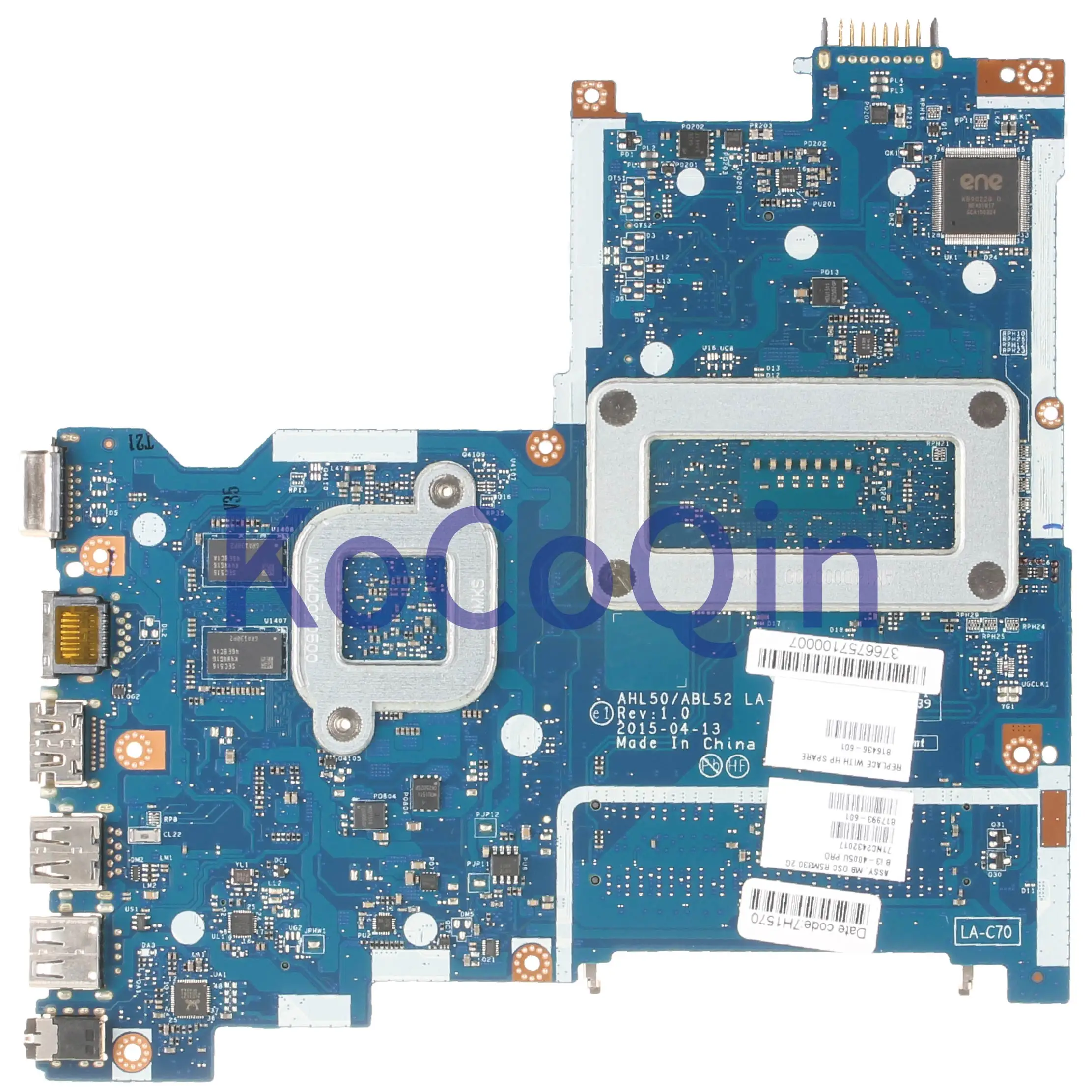 KoCoQin Laptop motherboard For HP Pavillion 15-AC 250 G4 SR1EK I3-4005U Mainboard AHL50/ABL52 LA-C701P 817993-601 216-0867030