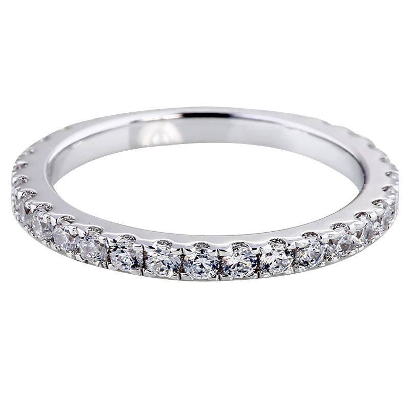 Eternity Pave Diamond cz Ring Real 925 sterling silver Jewelry Engagement Wedding band Rings for Women Bridal Charm Party Bijou