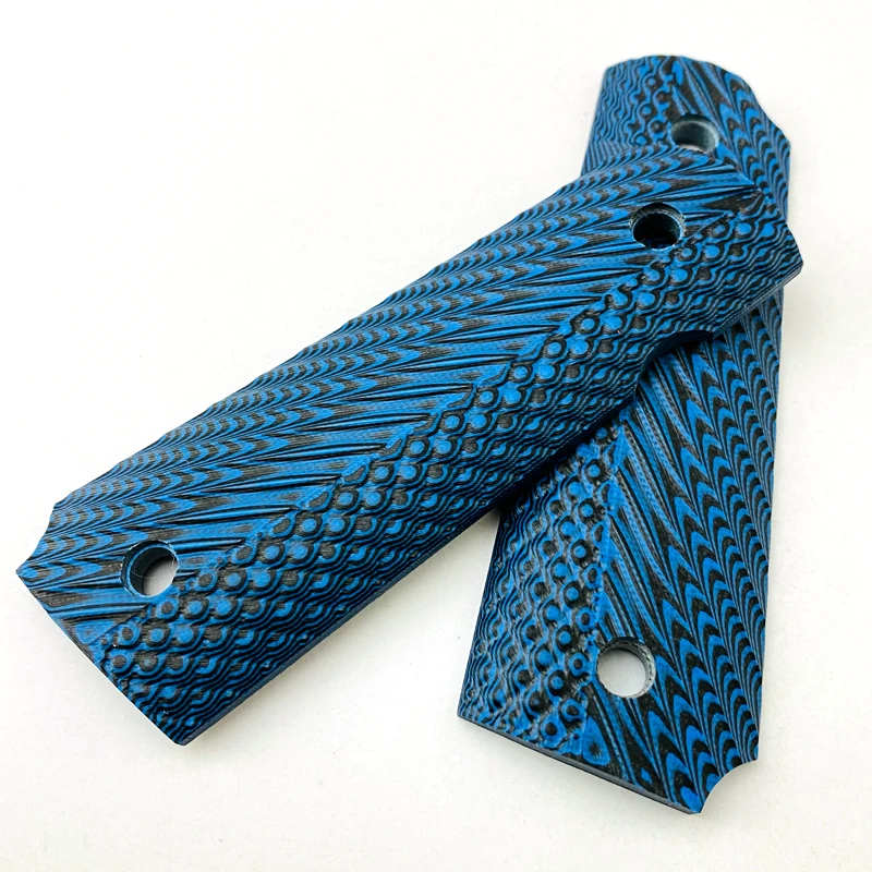 2Pieces Tactics 1911 Grips Blue G10 Handle Grips Patch Custom Grips CNC Handle Grips Accessories