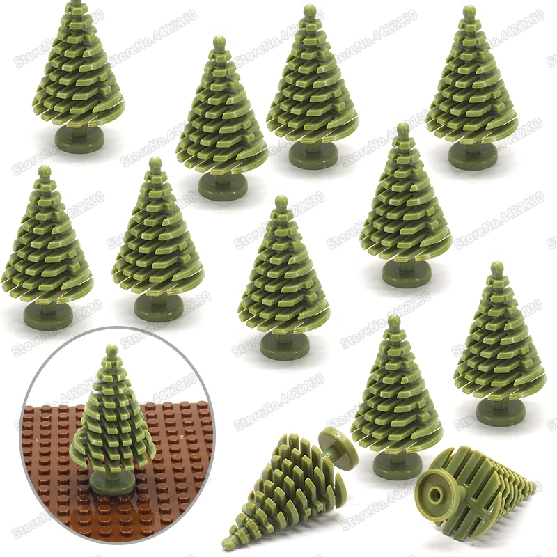 Blocs de construction en pin pour décoration de noël, accessoires d'arbre, Moc, montage de figurines, jardin familial, modèle de forêt, cadeaux pour enfants, jouets à faire soi-même