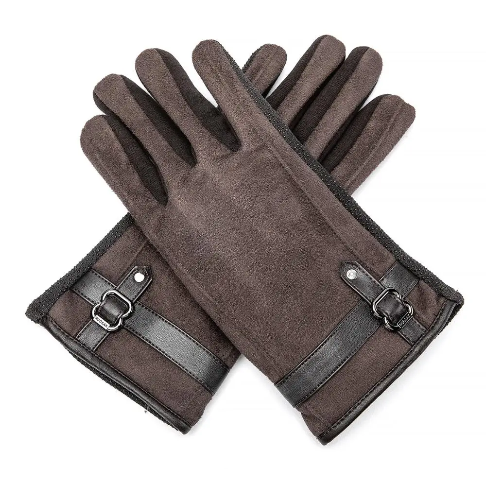 BISON DENIM Fashion Autumn Winter Gloves Touch Screen Warm Fleece Gloves for Men Windproof Full Finger Driving Riding Gloves