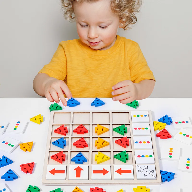 Kinder Holz Montessori Spielzeug Kinder Logische Denken Ausbildung Richtung Farbe Erkenntnis Früh Lernen Bildungs Brettspiel