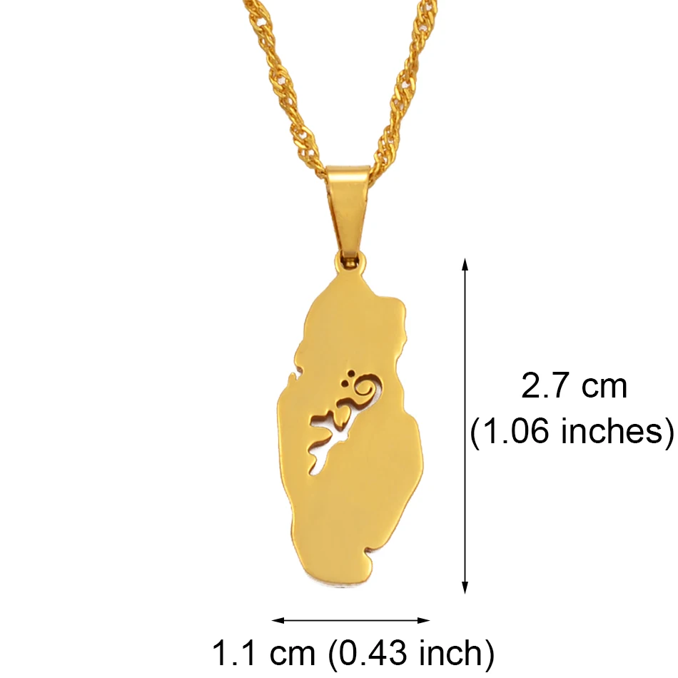 Anniyo Qatar Country Map Pendant Necklaces for Women Girl Qatari Jewelry  #030021