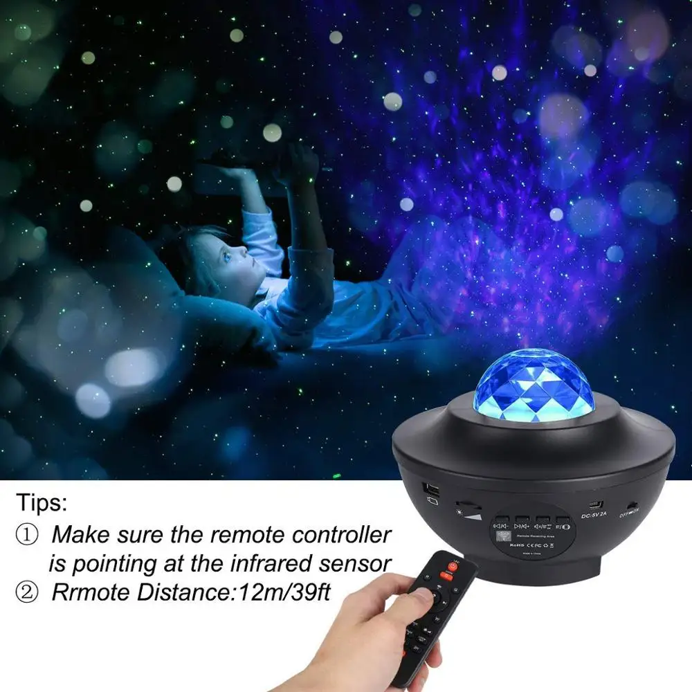 LED Night Light  Colorful Starry Sky Projector Blueteeth USB Voice Control Music Player Romantic Projection Lamp Birthday Gift