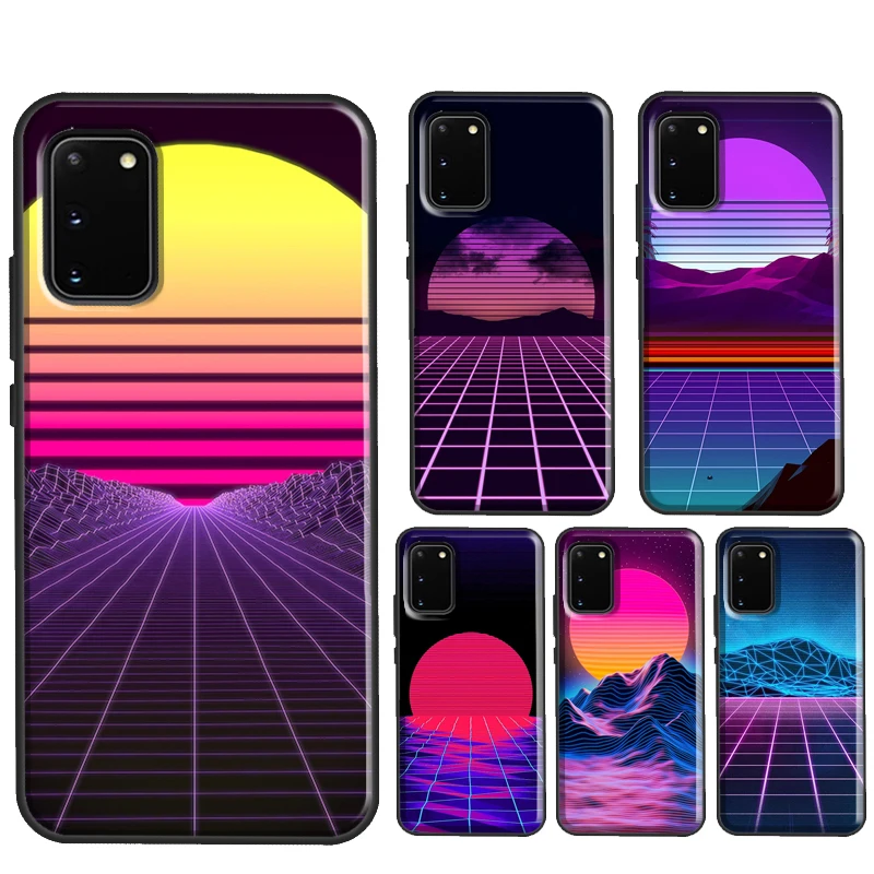 Synthwave Sun Neon 80's Phone Case For Samsung S10 Plus S8 S9 S20 FE S22 S21 Ultra Note 10 Plus Note 20 Ultra