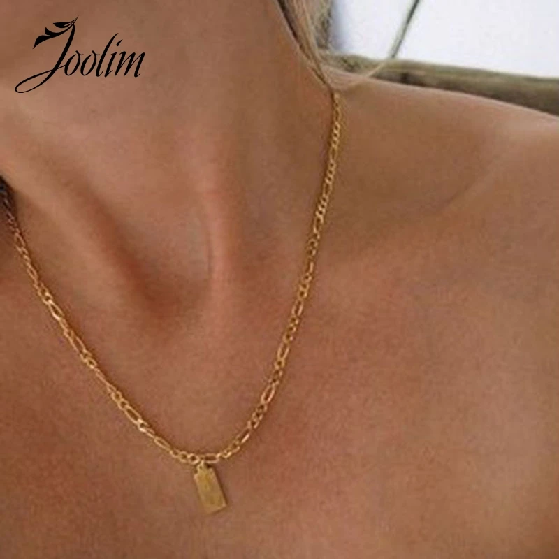 

JOOLIM Jewelry Wholesale High End Pvd Waterproof Figaro Chain Love Pendant Stainless Steel Necklace for Women