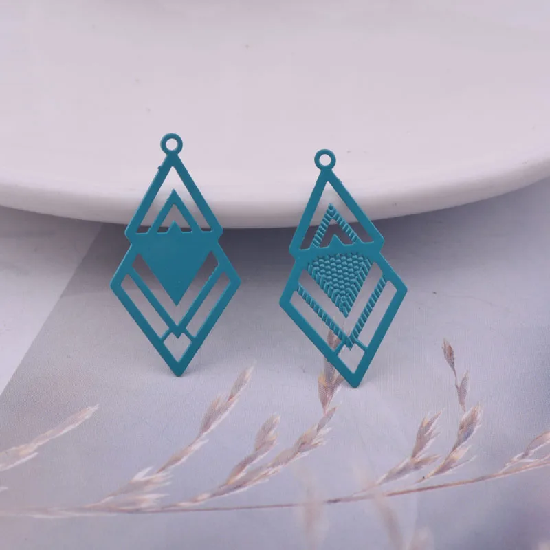 50pcs AC6005 15mm*27mm Colorful Shape Charms Pendants DIY Earring Findings