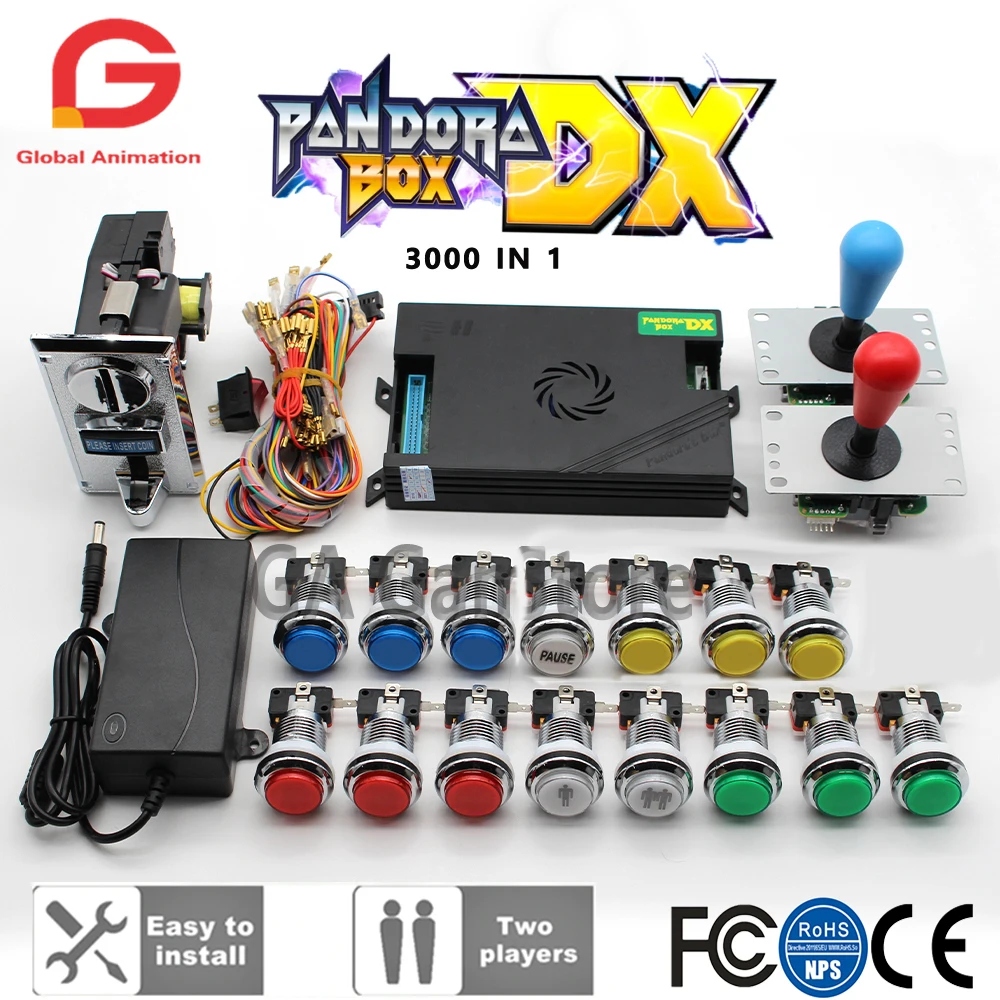 

Оригинальный Джойстик Pandora Box DX 3000 SANWA, хромированная светодиодная кнопка, Поддержка прямого подключения к устройству для приема монет, для аркадной машины