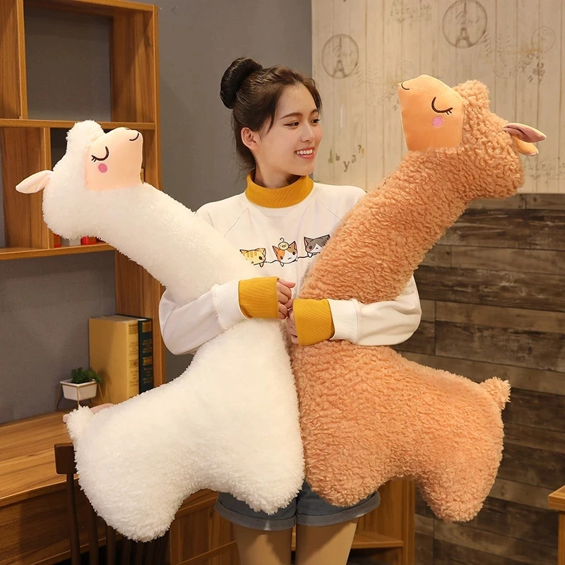 Peluche alpaga japonais, 130cm, adorable, mouton, lama, poupées d'animaux, oreiller de sommeil, décoration de chambre à coucher, cadeau