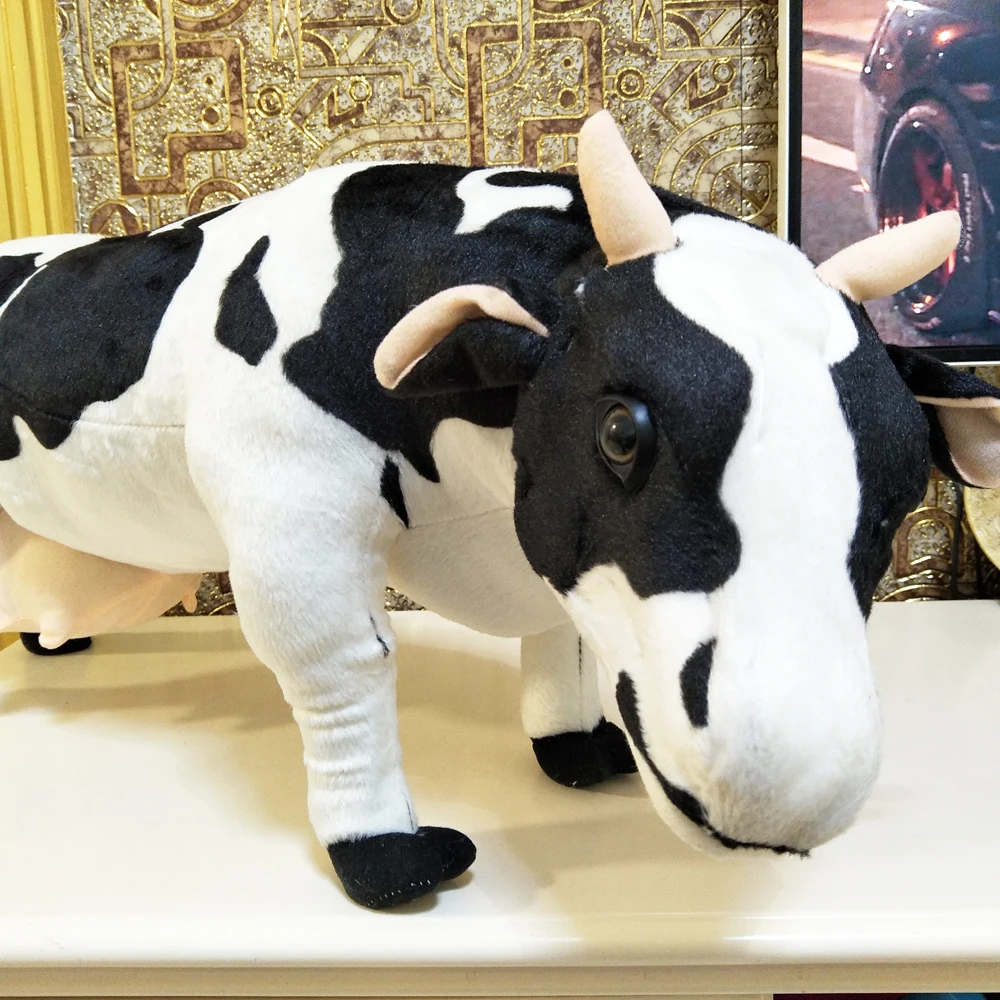 Simulation New White Black Milk Cow Children Plush Toy Birthday Gift