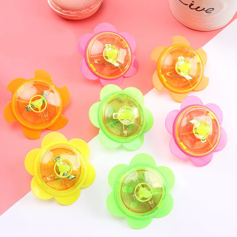 Children Kids Hand Turn Rotating Gyro Toys Mini Luminous Flashing Gyroscope Spinning Top with Cool Colored Light Effect Toys