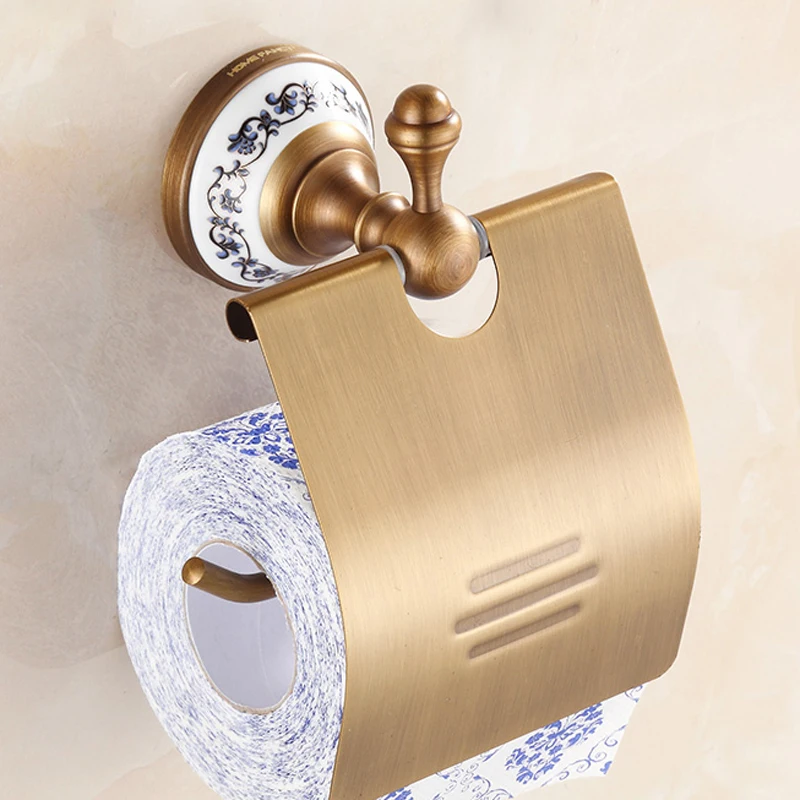 Imagem -04 - Antique Brass Bathroom Paper Holder Toalheiros Toalete Tissue