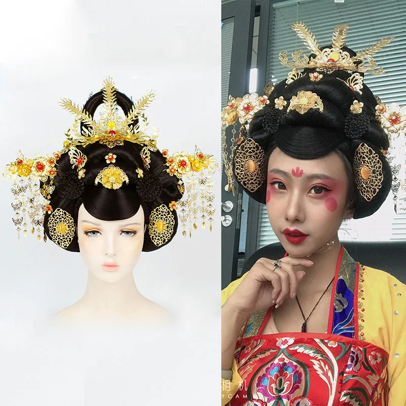 

Empress Wu Zetian Hair Cosplay Chinese Empress Hair Tang Dynasty Ladies' Ornaments Ancient Queen Movie Photograpgy Kimono Wear