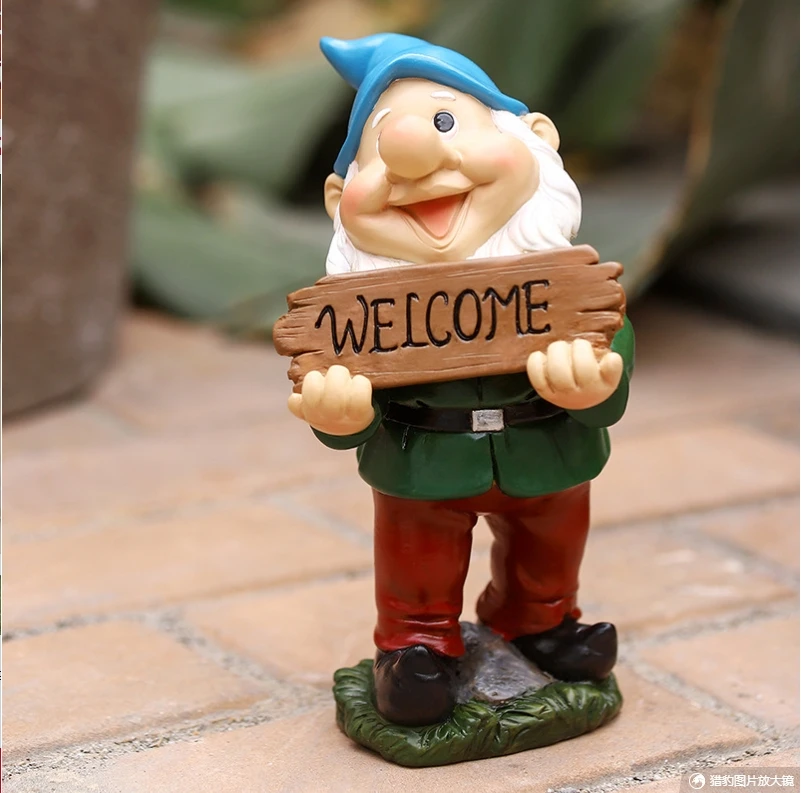 

Outdoor Cute Welcome Dwarfs Creative Cartoon Modeling Resin Ornaments Garden Mushroom Figurines Decoration Yard Park Furnishing