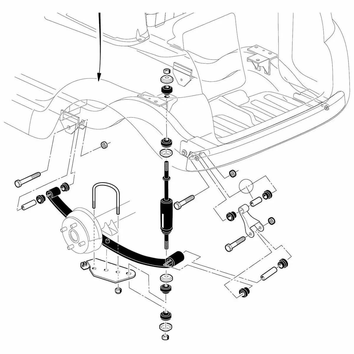 Pair of Rear Shock Absorbers for Club Car DS G&E 1981-2011 DS 1010991, 2004-Up Club Car Precedent,2018-Up Tempo 1014236