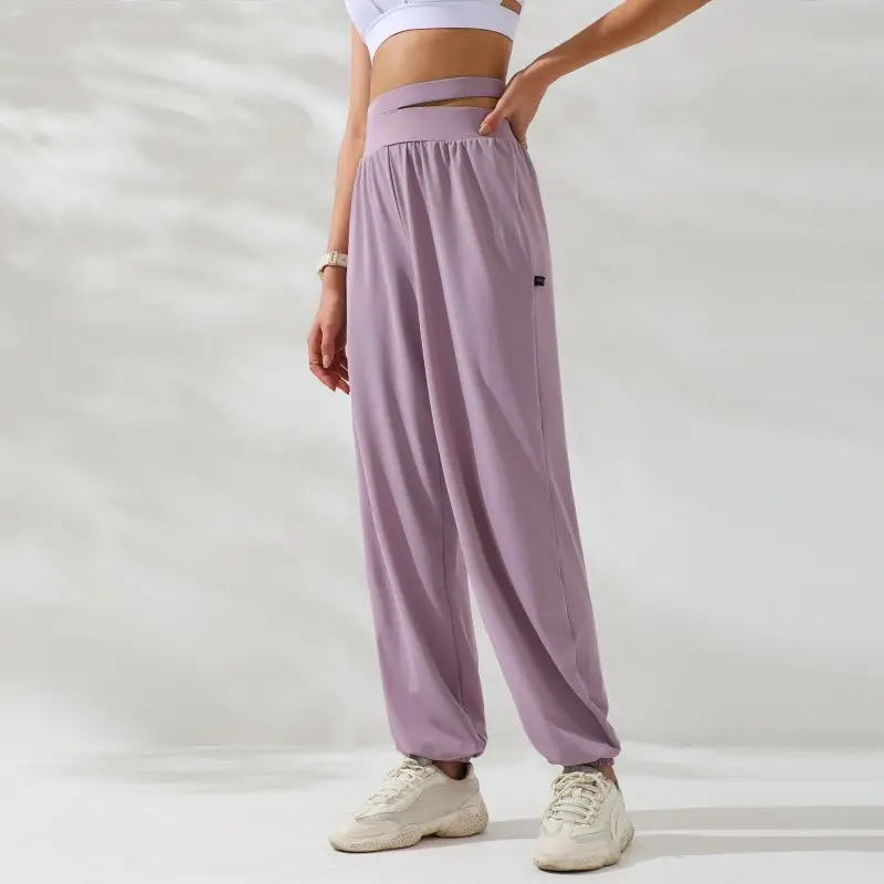 Hollow High Waist Harem Pants Women Flared Hippie Pants Flare Sport Sweatpants Wide Leg Pant Joggers Running Yoga Loose Pantalon