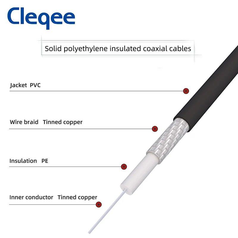 Cleqee-conector P1065 chapado en oro BNC a 4mm, prueba de osciloscopio, Cable de enchufe macho BNC, 120CM, 500V, 5A