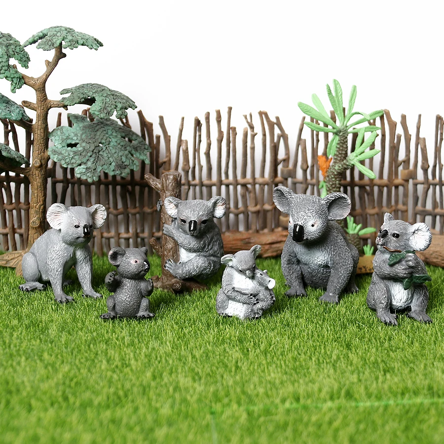 Animaux sauvages australiens réalistes, famille Kangourous Koala, figurine modèle d'action, jouets de ferme forestière pour enfants