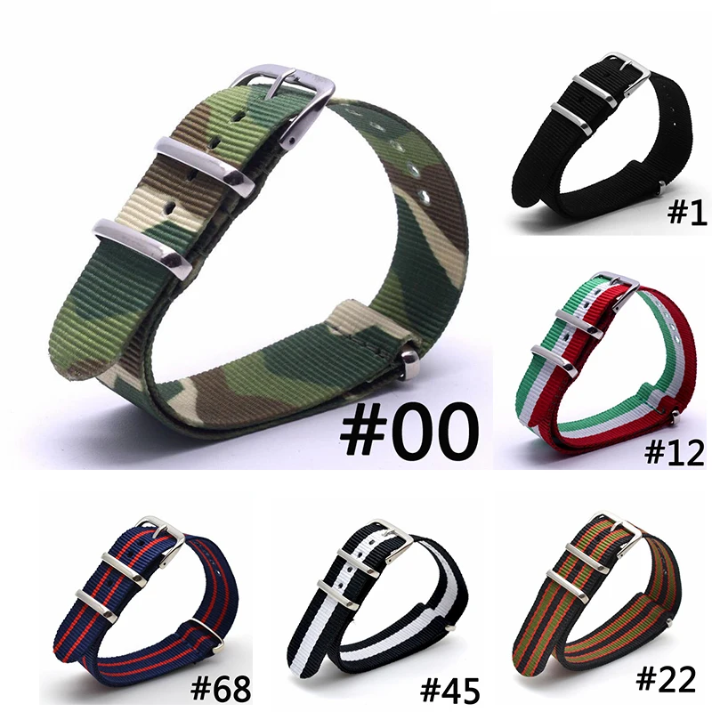 New Watch Classic 18mm bracelet Camouflage Army Military fabric Woven Nylon watchbands Strap Band Buckle belt 18mm