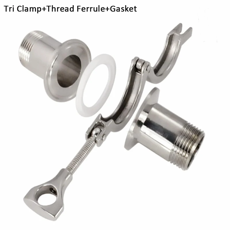 

1/2" to 3" Tri Clamp Cover Thread Ferrule Adapter Stainless Steel SS304 with Sillicon Gasket Pipe Fitting