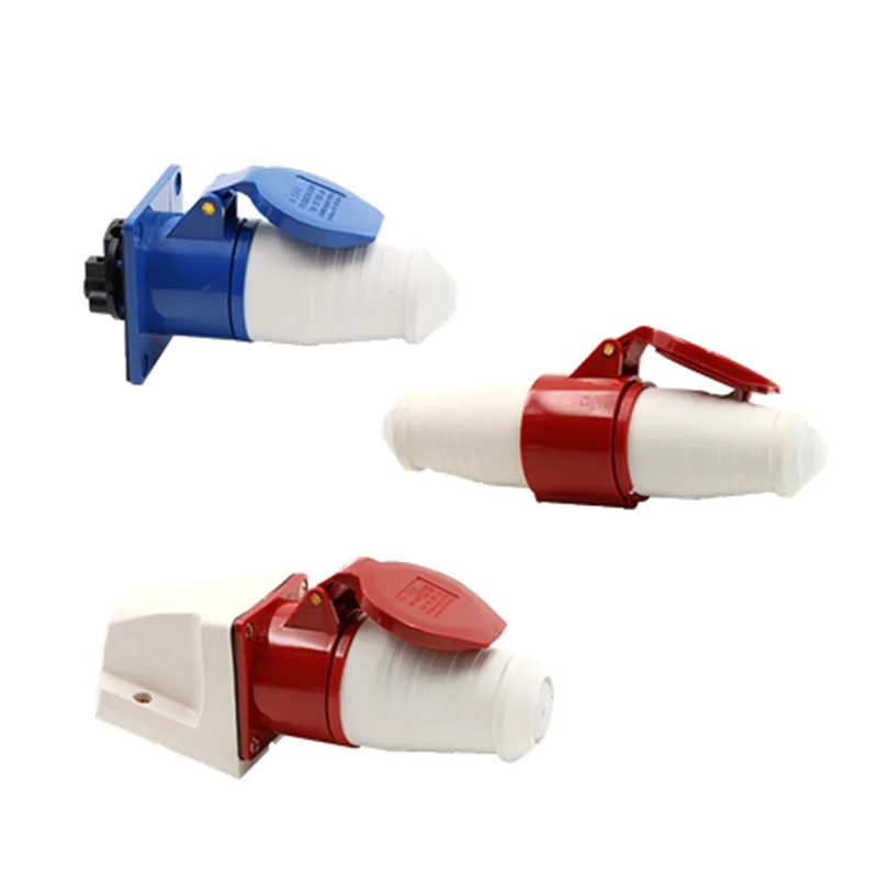 Industrial Plug 16A Socket Open And Concealed 3 Phase 4 Wire 32A5 Core Docking Waterproof Aviation Plug 380V   1