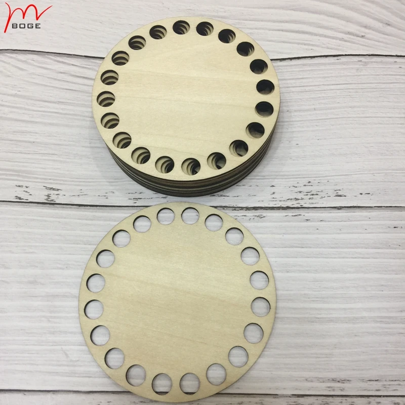 20 pieces diy basket box wood bottom base 10cm wood circle craft supplies diy wood craft eco with 9mm hole