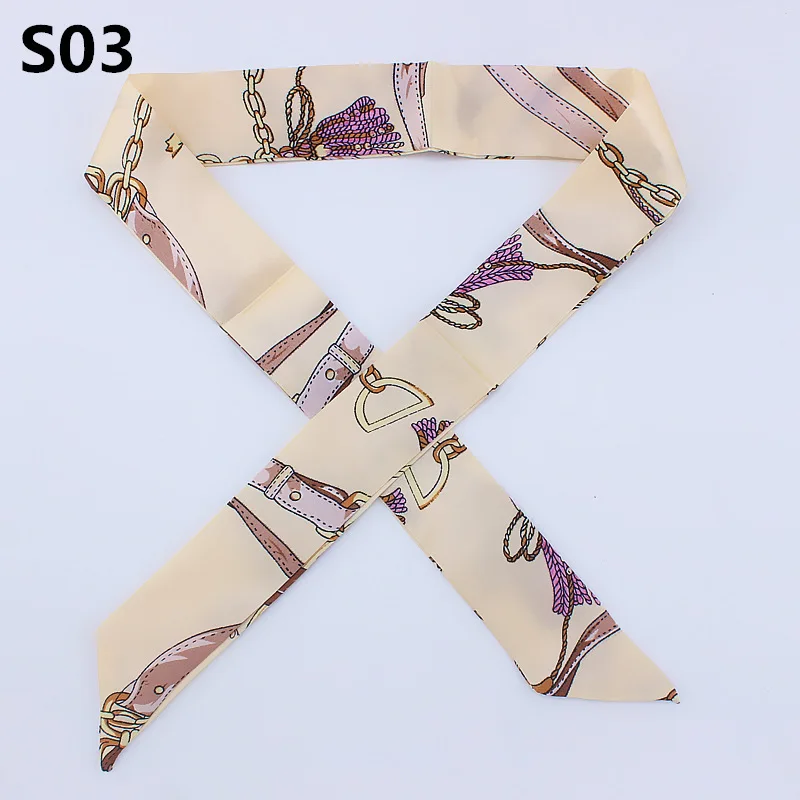 Small long skinny scarves 2020 new silk scarf women fashion Cashew print handle bag ribbons femme neckerchief head scarfs tie