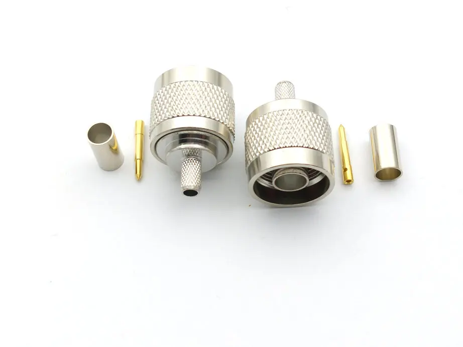 20pcs copper N-Type Male Plug Crimp Connector for RG58 LMR195 RG400 RG142 Cable Straight connector