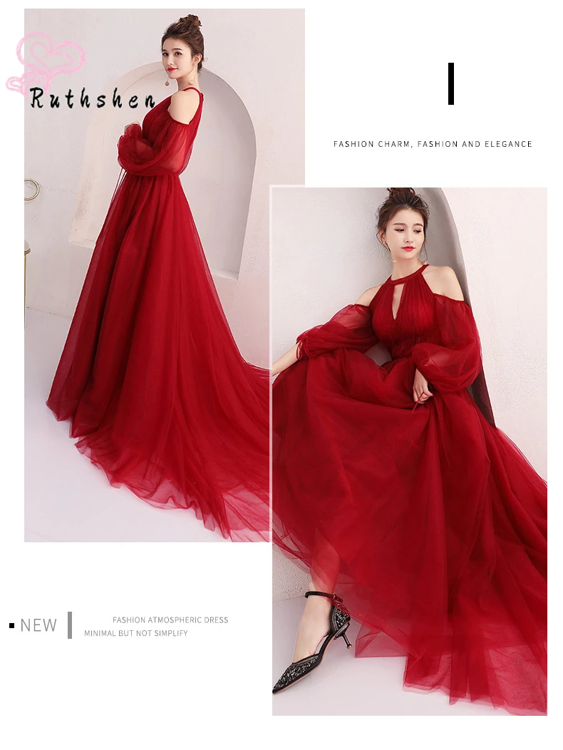 Thanh Lịch Plus Kích Thước Vũ Hội Đầm Đỏ Đậm Voan 2021 Mới Vestidos De Noite Cho Nữ Đảng