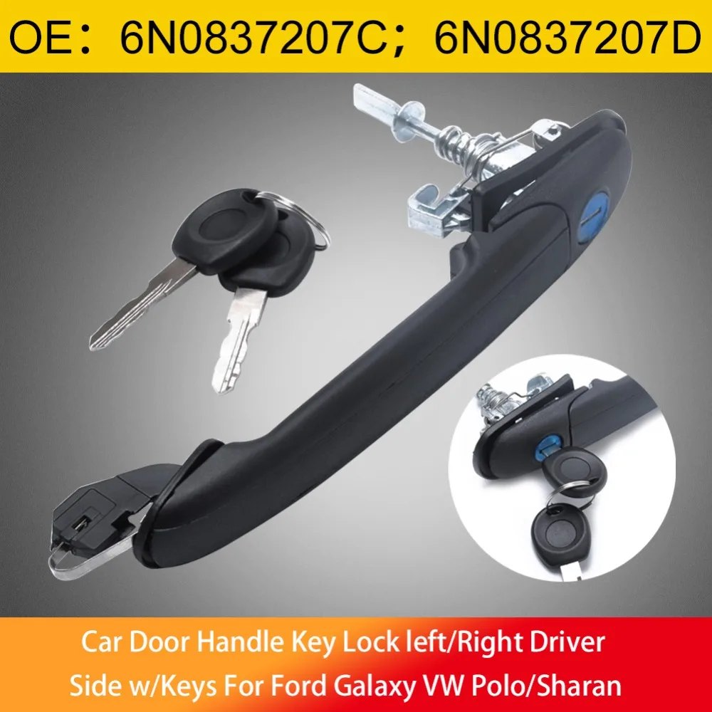 6N0837207C 6N0837207D Car Door Lock Handle Front Right Left With Barrel Keys For VW POLO 6N 6N1 6N2