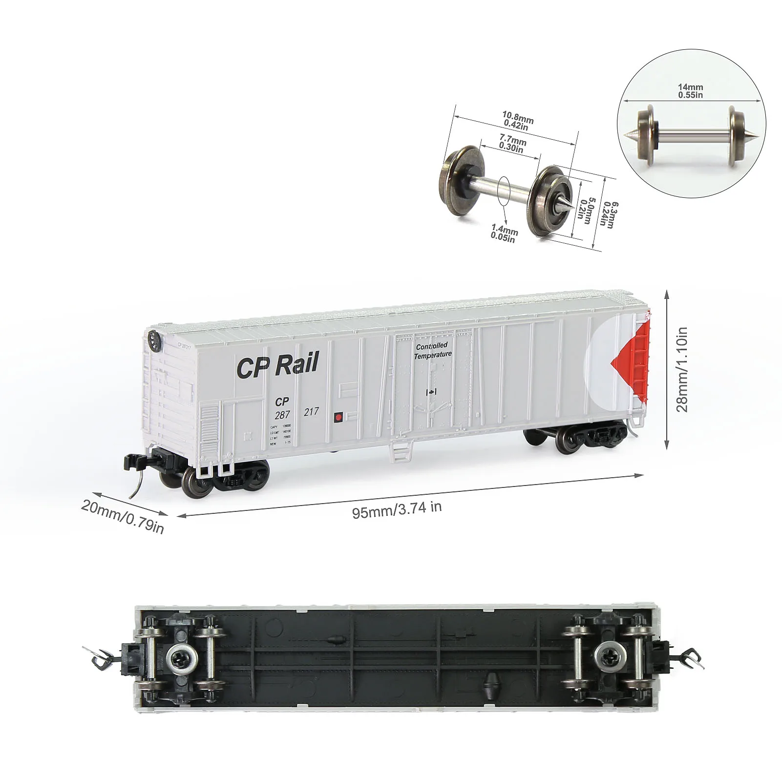 C15015 Evemodel Wagon N Scale 1:160 50\' Steel Reefer 50ft Boxcar Freight Car (Pack of 3)