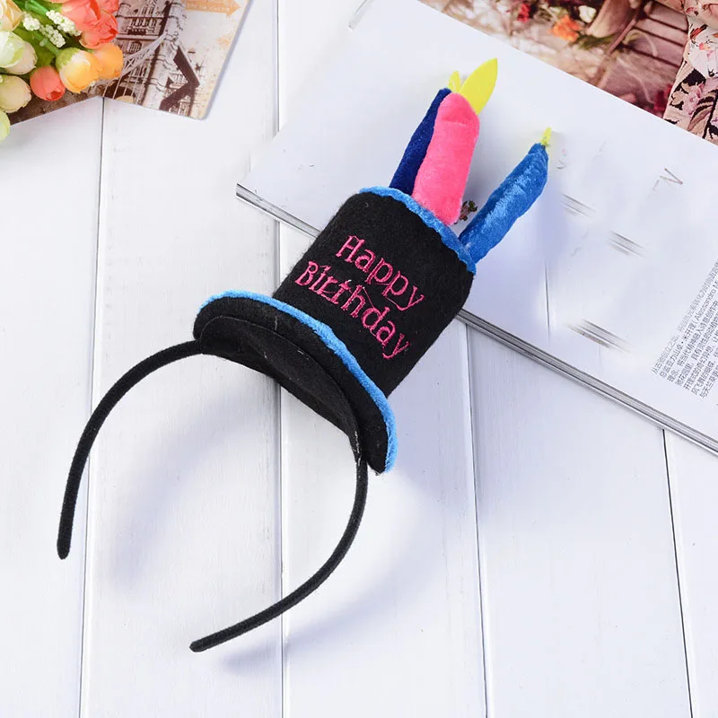 Funny Happy  Cake Candles Headband Women Lady Girls Party Hair Band Hat  Birthday  Easter  Halloween