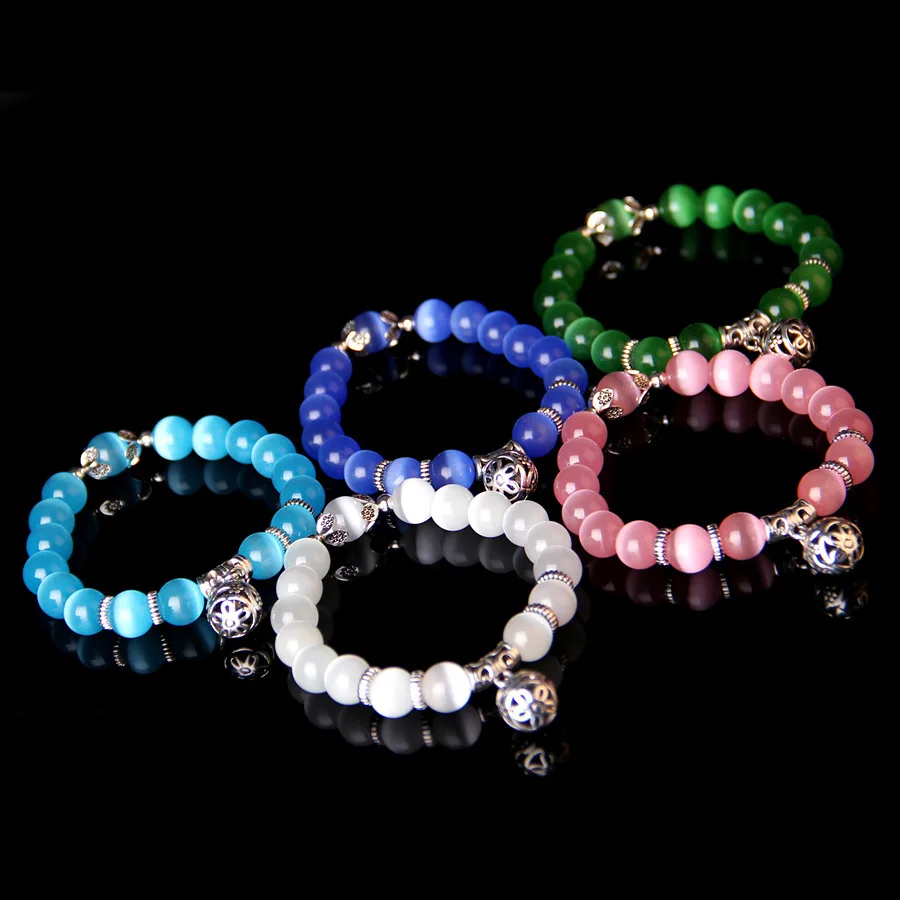 

Natural Crystal Bracelets Women's Multi-color Cat's Eye Stone Bracelets Gift Vintage Hand Jewelry Collection Certificate