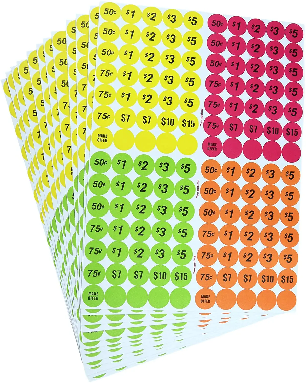 Various Styles Self Adhesive Discount Sticker For Retail Store 1400 Pcs Per Sheet Circle Sale Price Labels